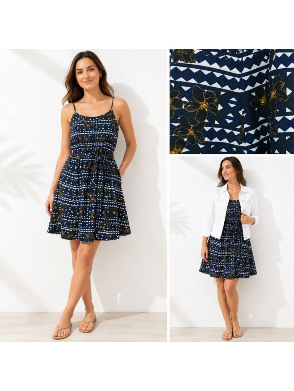 J Crew Womens Blue Flora Lined Sun Dress Spaghetti Strap CB426 Gold Size 2